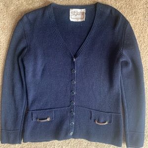 navy blue st john cardigan sweater